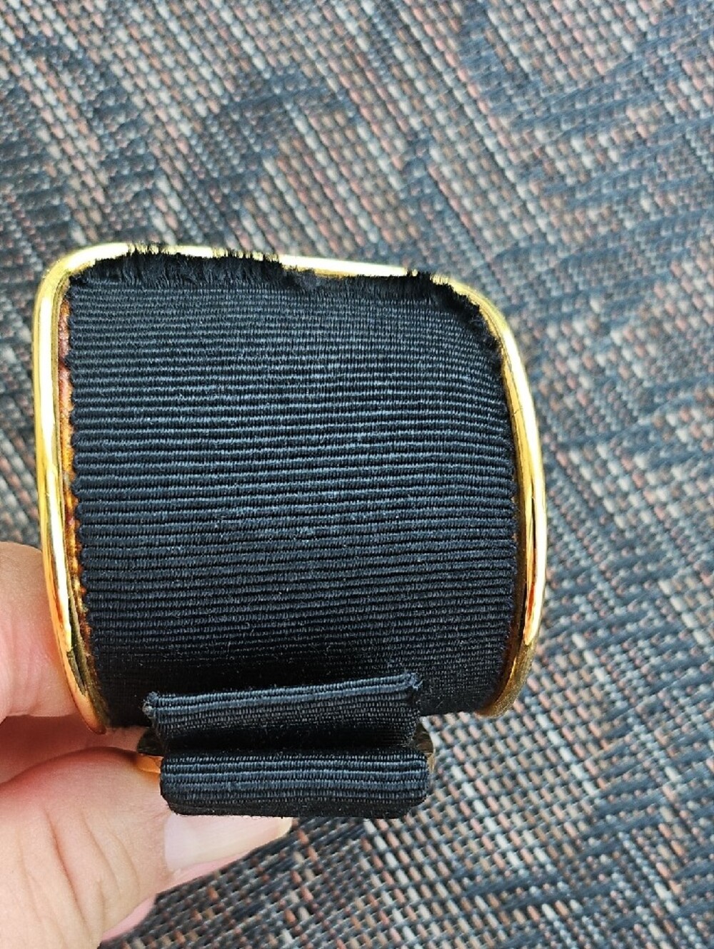 Salvatore Ferragamo Black Ribbon Cuff with Gold Hardware - Picture 7 of 8